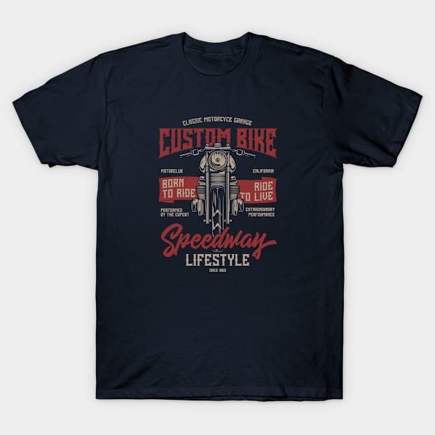 Custom Bike Speedway Lifestyle T-Shirt by JabsCreative